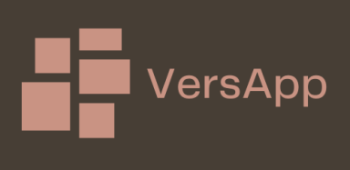Image of our Logo. A series of squares and rectangles representing educational artifacts above the word versapp